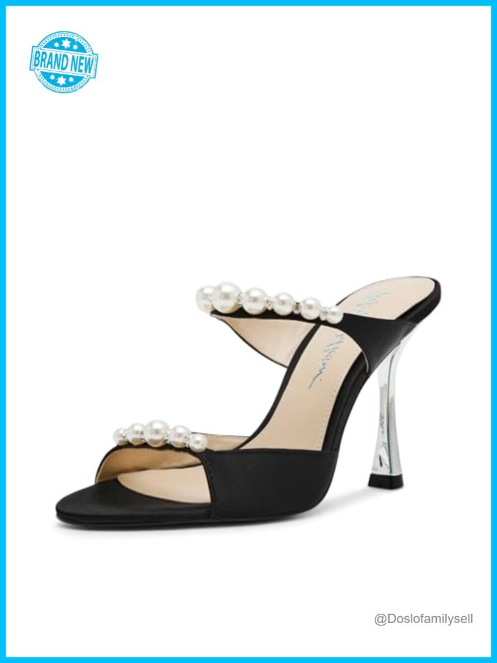 Peep Toe Stiletto Pump Pearl Embellished Formal Evening